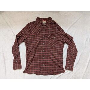 LL Bean Shirt Mens Large Stripes Red Elbow Patch Metal Buttons RARE Vintage